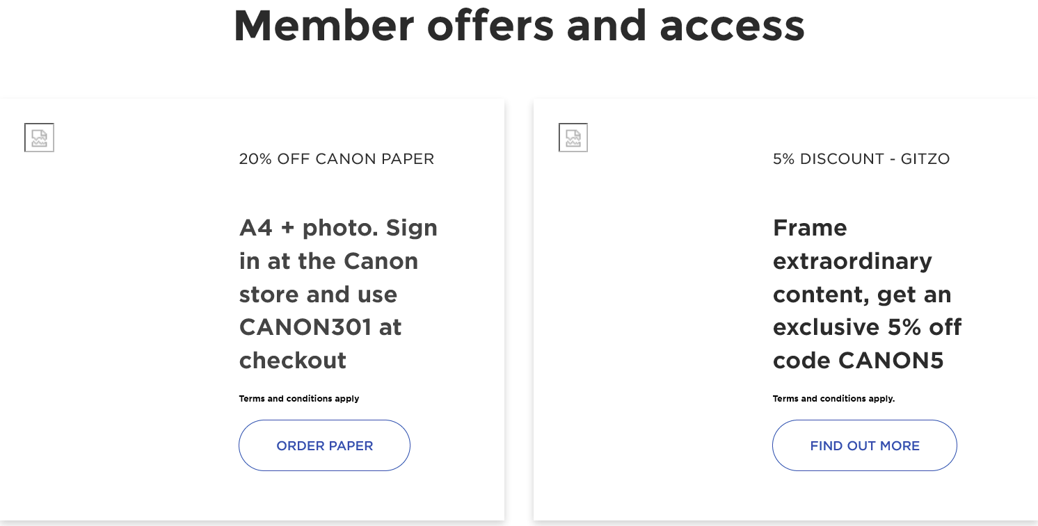 Canon discounts in the Canon Club
