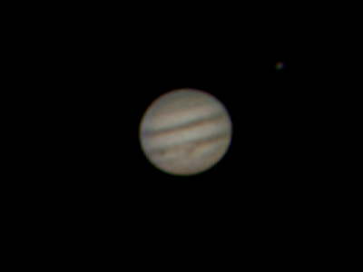 A sharpened version of the stacked image of Jupiter.