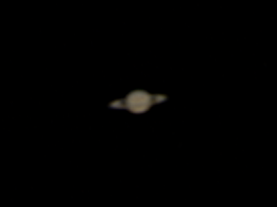 A sharpened version of the stacked image of Saturn.